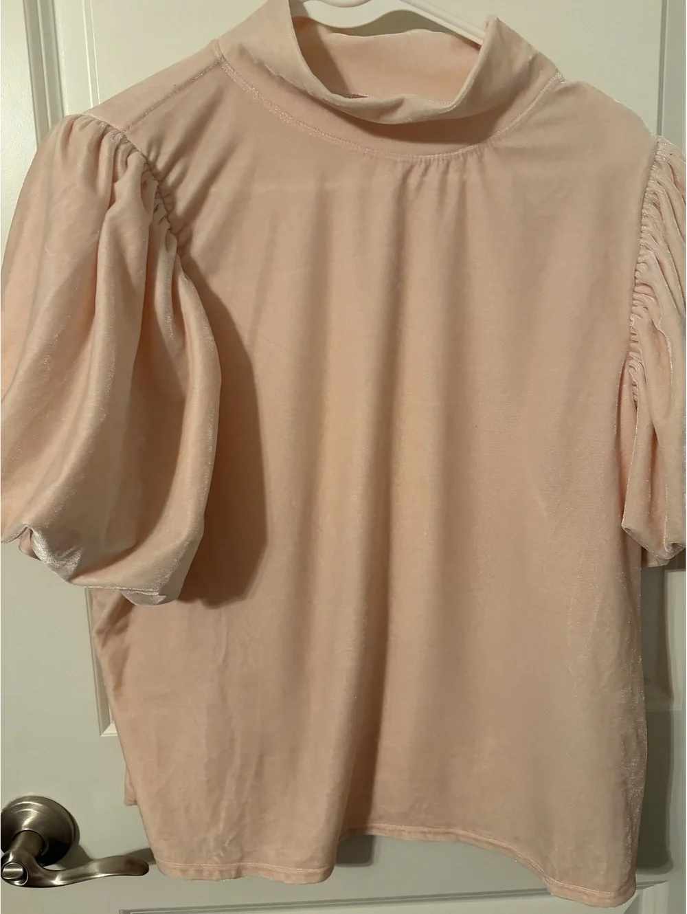 Free People XL Pink Velvet Puff Sleeve Top